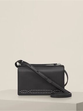 AllSaints Black Stud-Accent Crossbody Bag